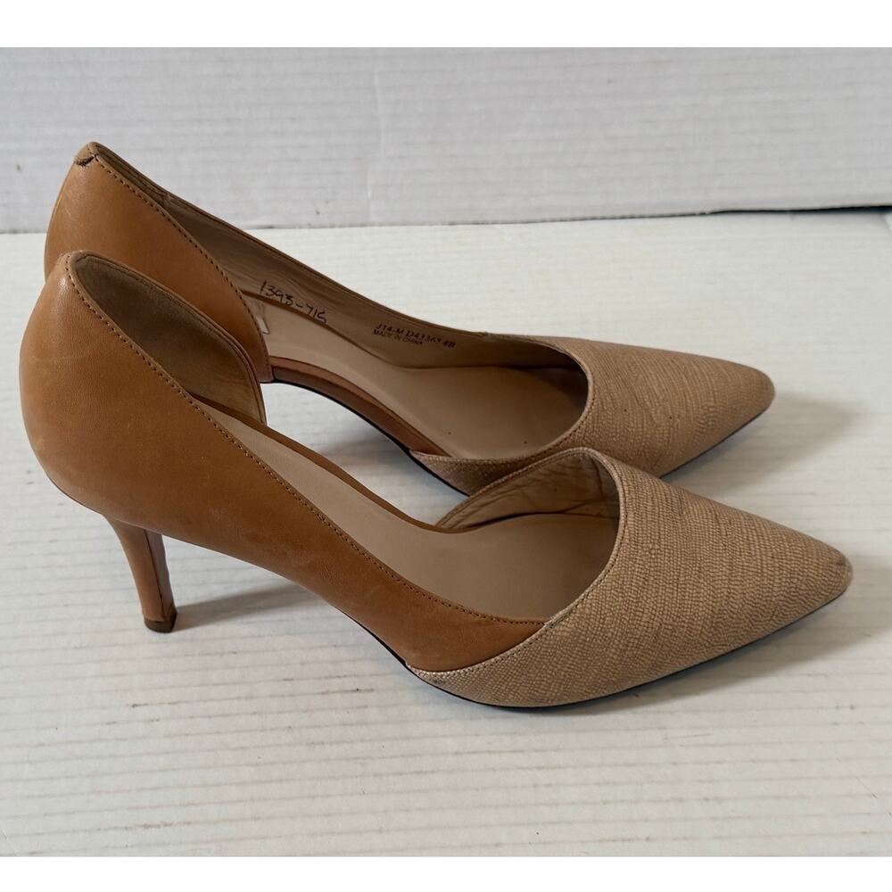 Women's Cole Haan Two Toned Tan Leather Dress Pump Heel Shoe Sz 8